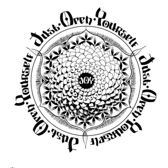 CapShirt Essence Other - NEW Organic Cotton Tee "Joy" w/ Mandala New Age White Crew Neck T-Shirt Small